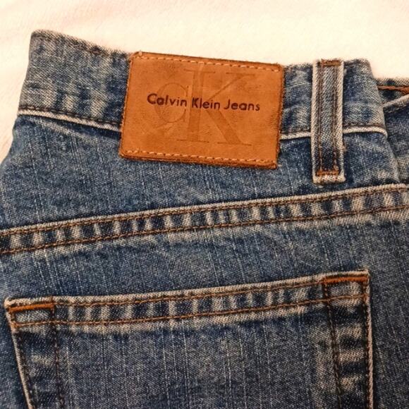 VNT Calvin Klein Jeans Women's Size 2 L32 Blue Boot HIGH RISE Denim LEATHER Tab - Picture 16 of 16